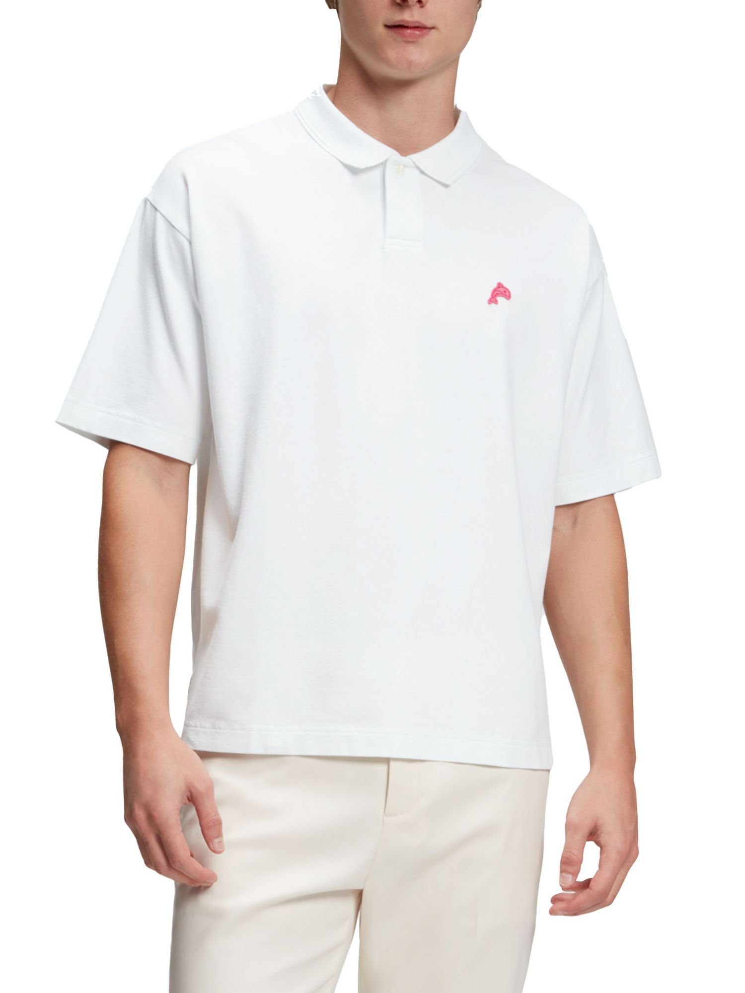 Poloshirt Esprit Dolphin-Badge mit Relaxed WHITE Fit Poloshirt