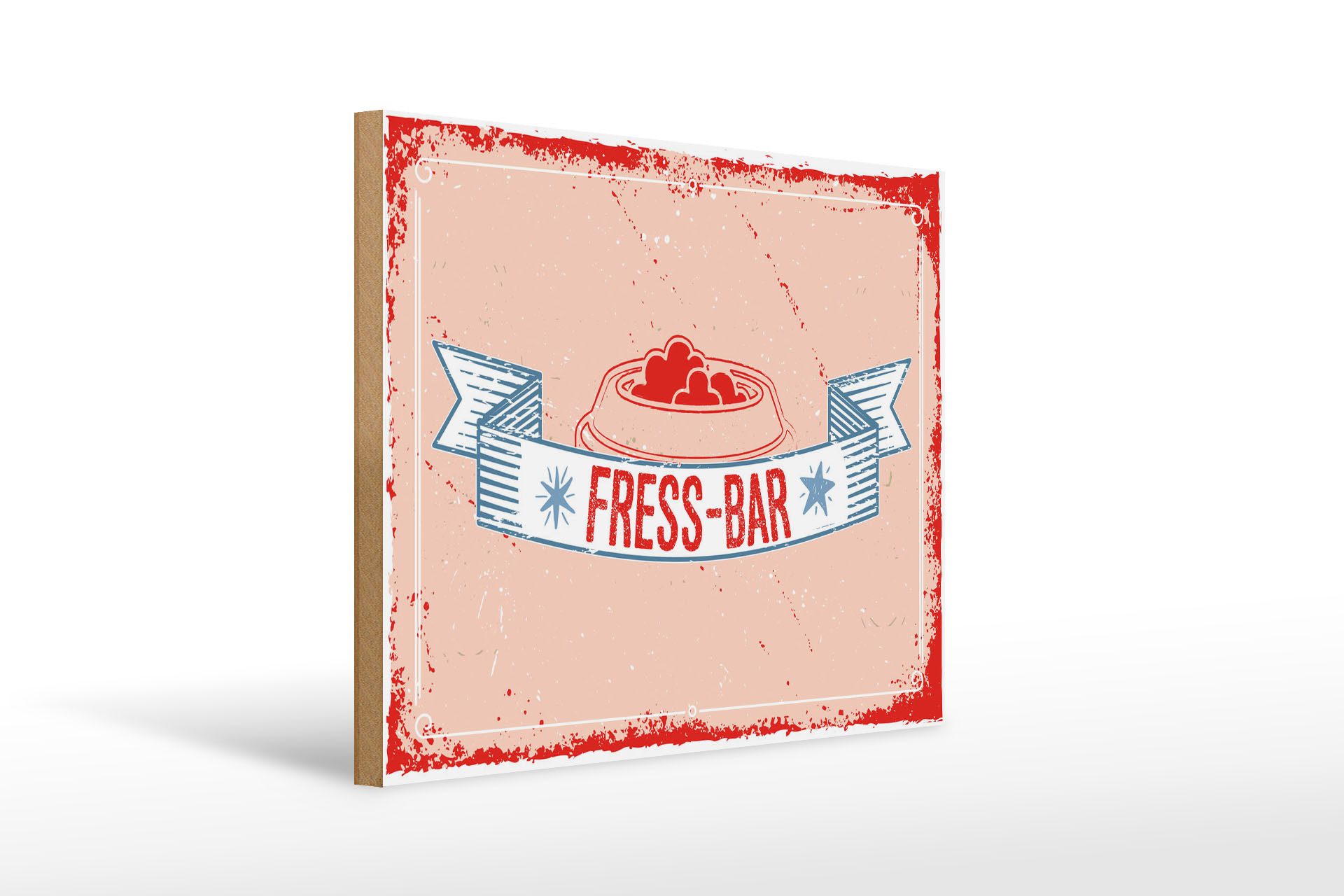 Holzbild Spruch 30x40cm Fress-Bar