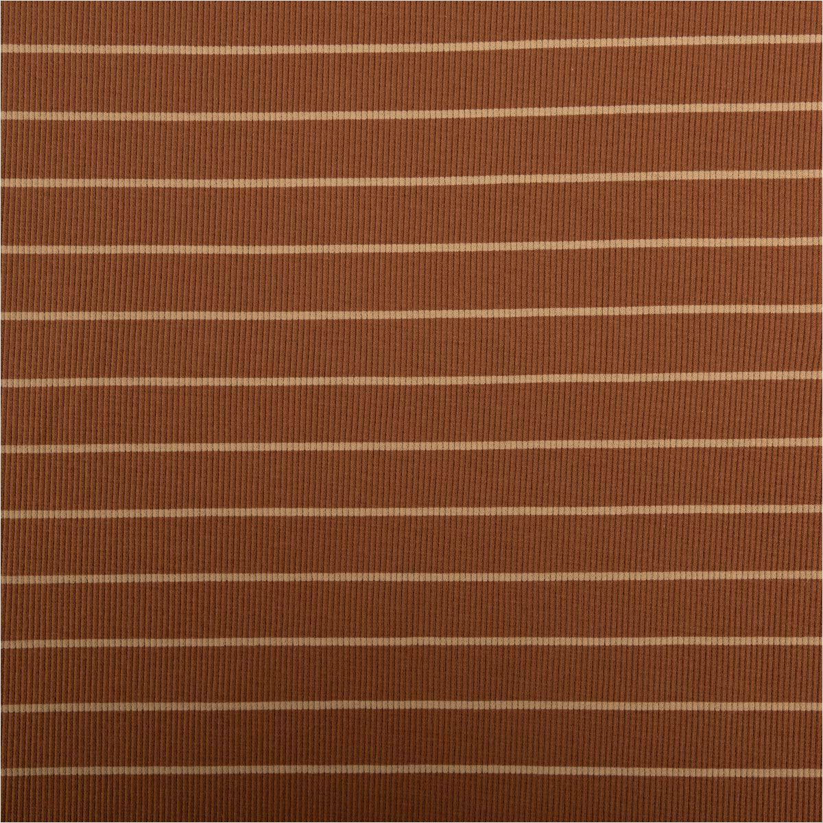 SCHÖNER LEBEN. Stoff Jerseystoff Ripp Meterware Streifen braun beige Baumwolle 120cm, allergikergeeignet