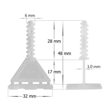 MidGard Fliesenkreuz Nivelliersystem Fliesen-Verlegehilfe Nivellierset Wand-/ Bodenfliesen (200-St., 100 Zughauben Rot & 100 Laschen 1,0 mm)
