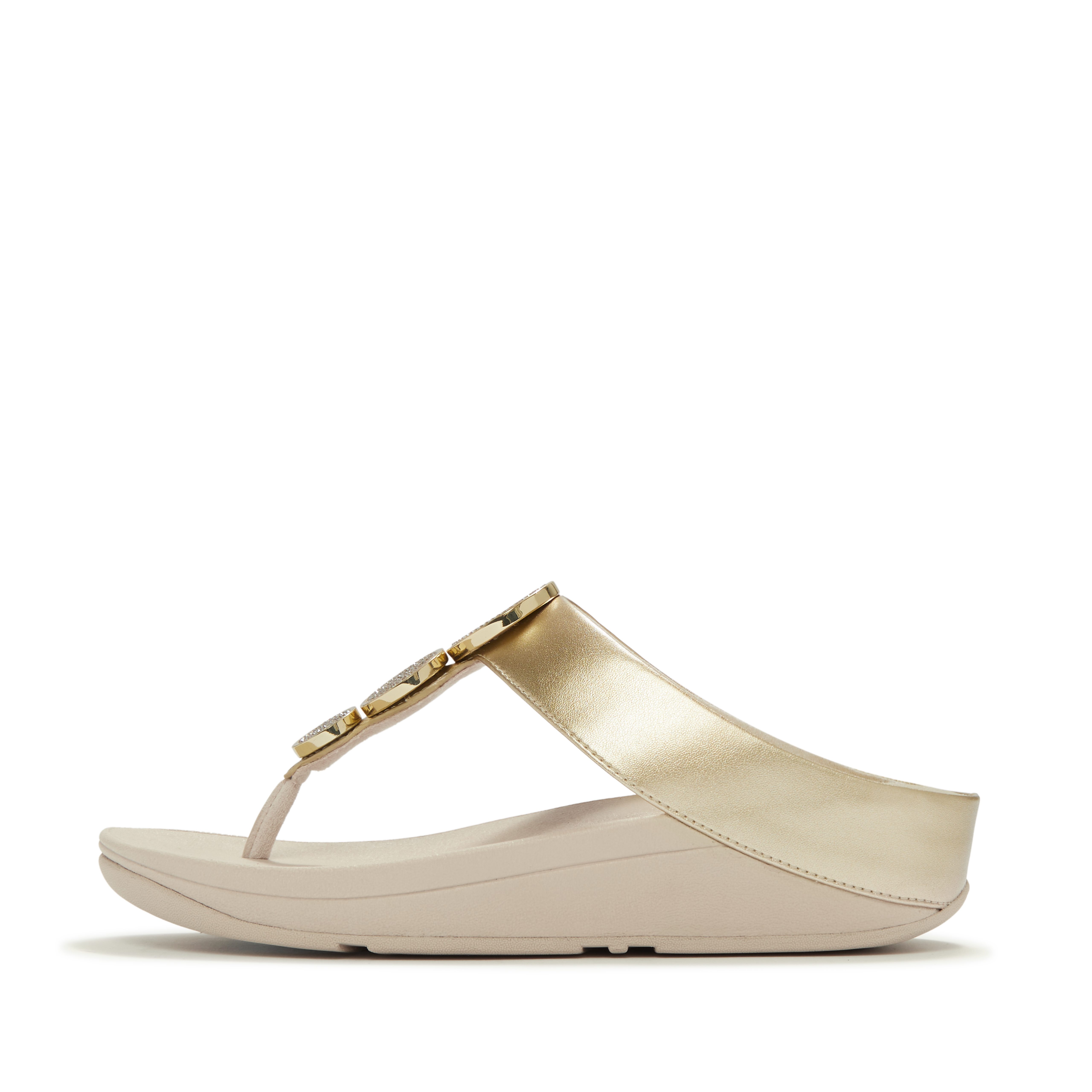 Fitflop HALO BEAD-CIRCLE METALLIC TOE-POST SANDALS Dianette Pool Slides, Pantolette mit dämpfender Zwischensohlentechnologie