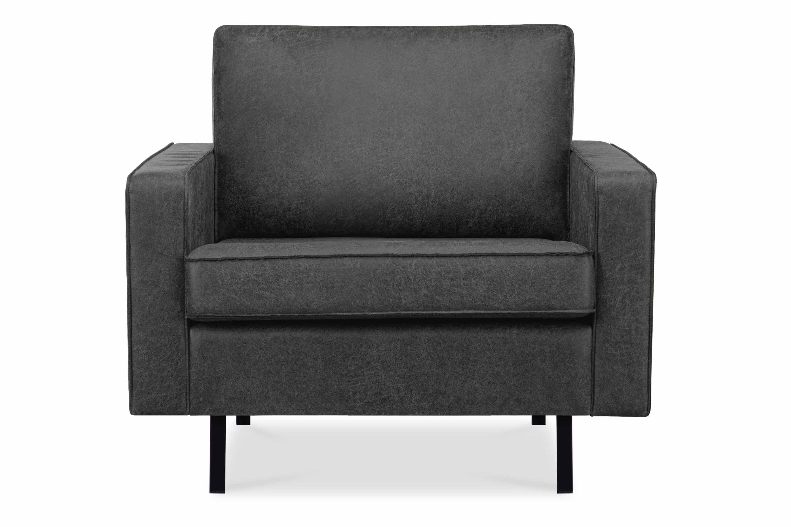 Konsimo Sessel INVIA Sessel, Grundschicht: Echtleder, Hergestellt in EU, Vintage, Loft-Stil dunkelgrau | dunkelgrau | dunkelgrau | Einzelsessel