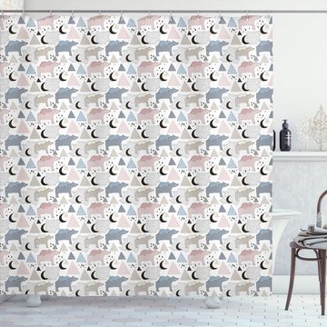 Abakuhaus Duschvorhang Moderner Digitaldruck mit 12 Haken auf Stoff Wasser Resistent Breite 175 cm, Höhe 180 cm, Gekritzel Pastell Polar Bear Pattern