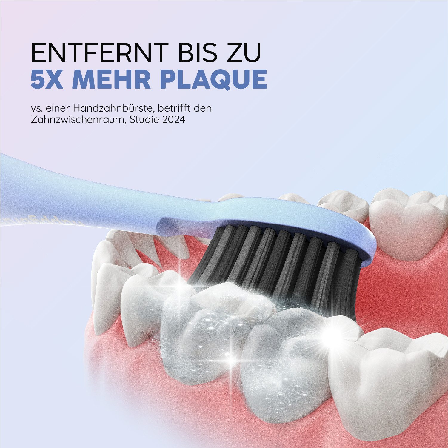 happybrush Schallzahnbürste Eco Vibe 3 Lite - 100 Tage Probeputzen - 8 Wochen Power Akku, Aufsteckbürsten: 1 St., Eco Vibe 3, 3 individuelle Putz-Modi, Schalltechnologie