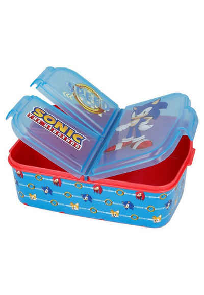 Sonic SEGA Lunchbox Brotdose Sonic the Hedgehog, Vesperdose mit 3 Fächern, BPA-frei