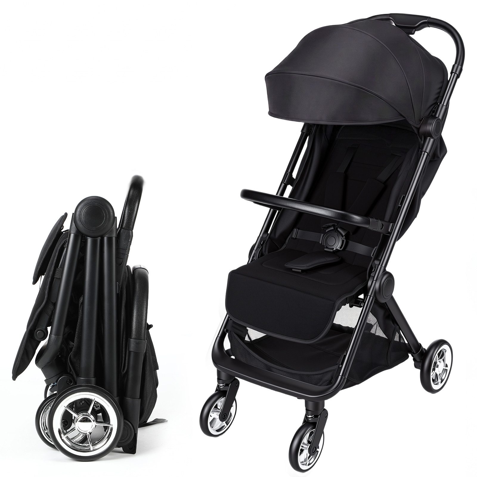 oyajia Kinder-Buggy Reisebuggy, kompakt faltbar, 0–4 Jahre, (Stadt-Buggy, Reisebuggy, faltbar), Zusammenklappen mit einer Hand, Liegeposition