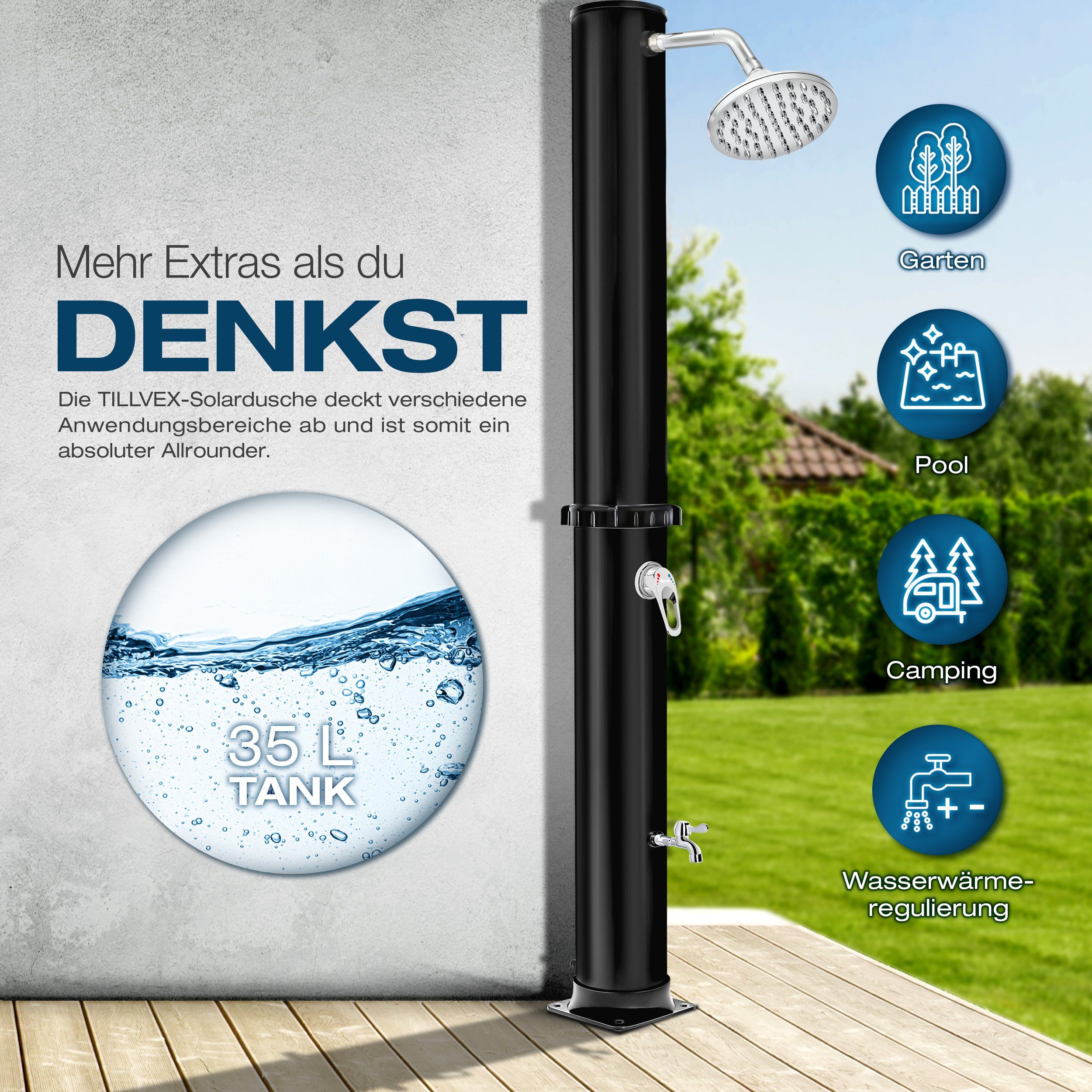 tillvex Solardusche Solar Gartendusche 35 Liter günstig online kaufen