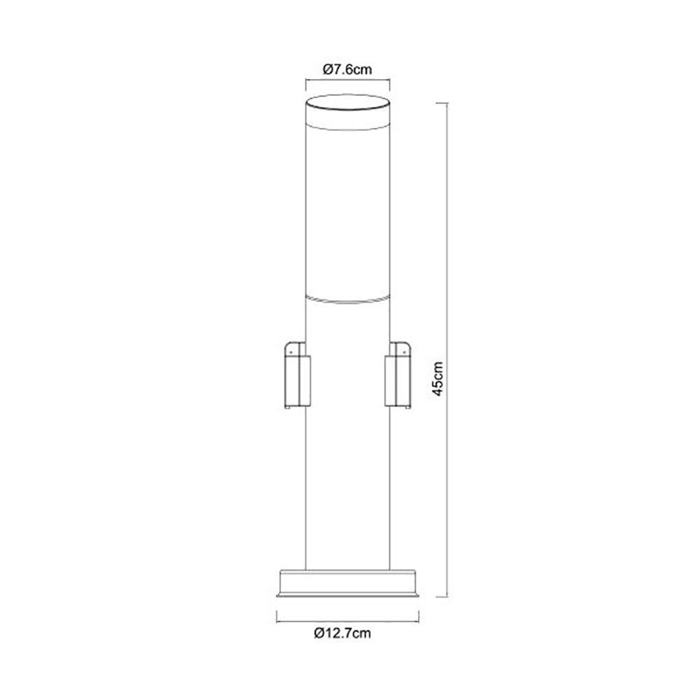 etc-shop LED Außen-Stehlampe, Leuchtmittel inklusive, Steckdosen- Stand 2x Warmweiß, Watt LED Edelstahl Terrasse Beleuchtung 7 Steh