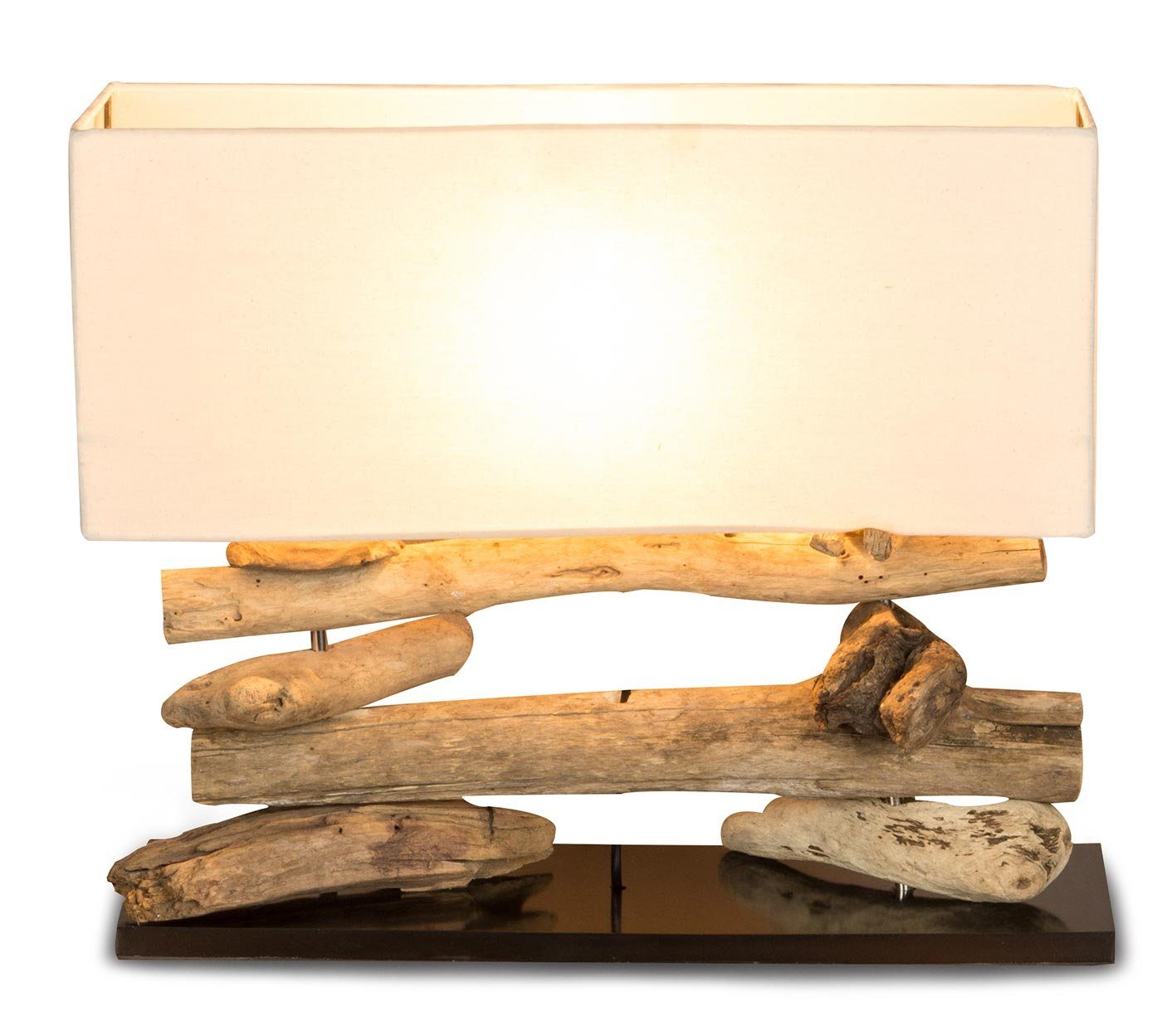 Levandeo® Nachttischlampe, Holzlampe Tischlampe aus Treibholz 50x17x43cm Unikat Hochwertig