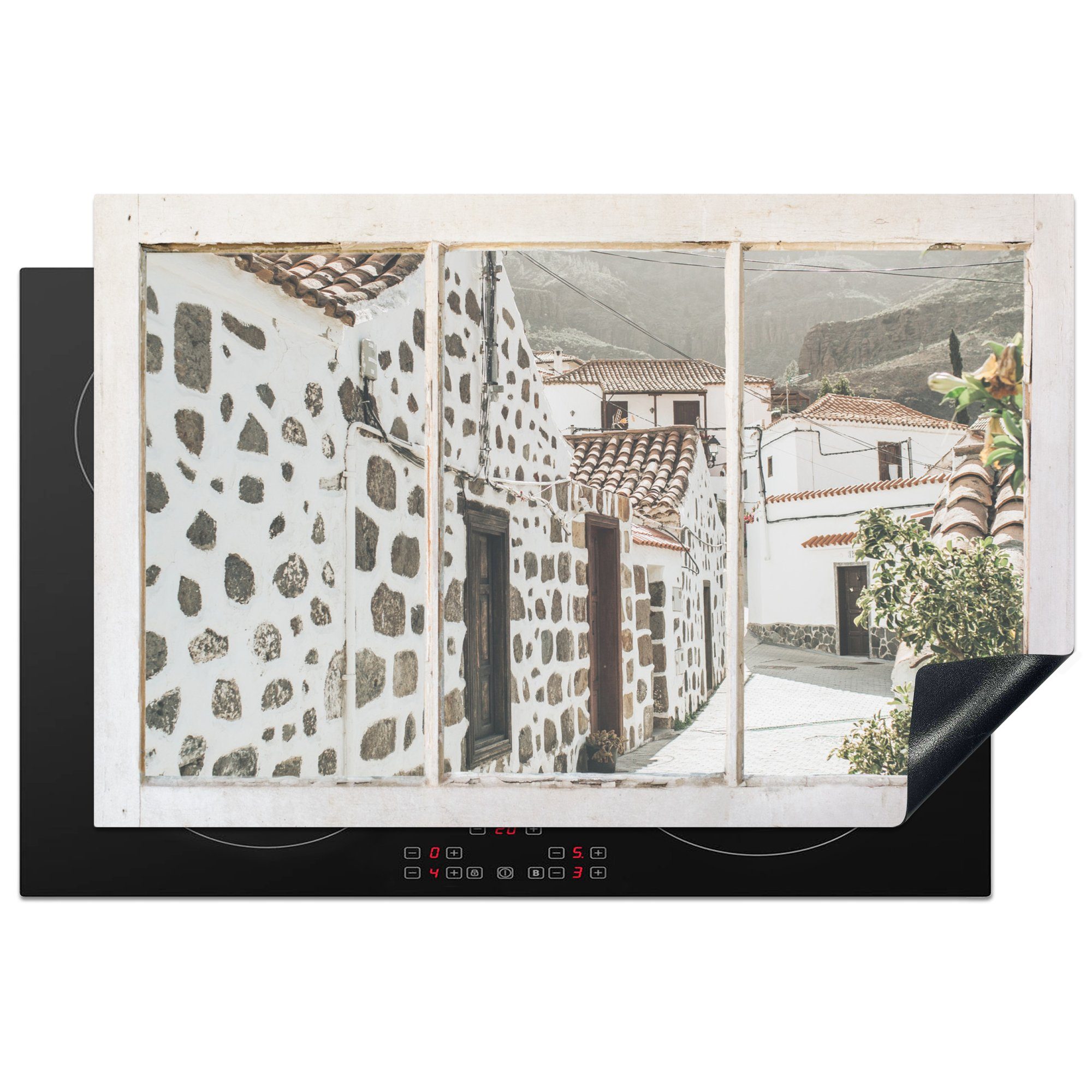 MuchoWow Herdblende-/Abdeckplatte Ansicht - Architektur - Sommer, Vinyl, (1 tlg), 81x52 cm, Induktionskochfeld Schutz für die küche, Ceranfeldabdeckung