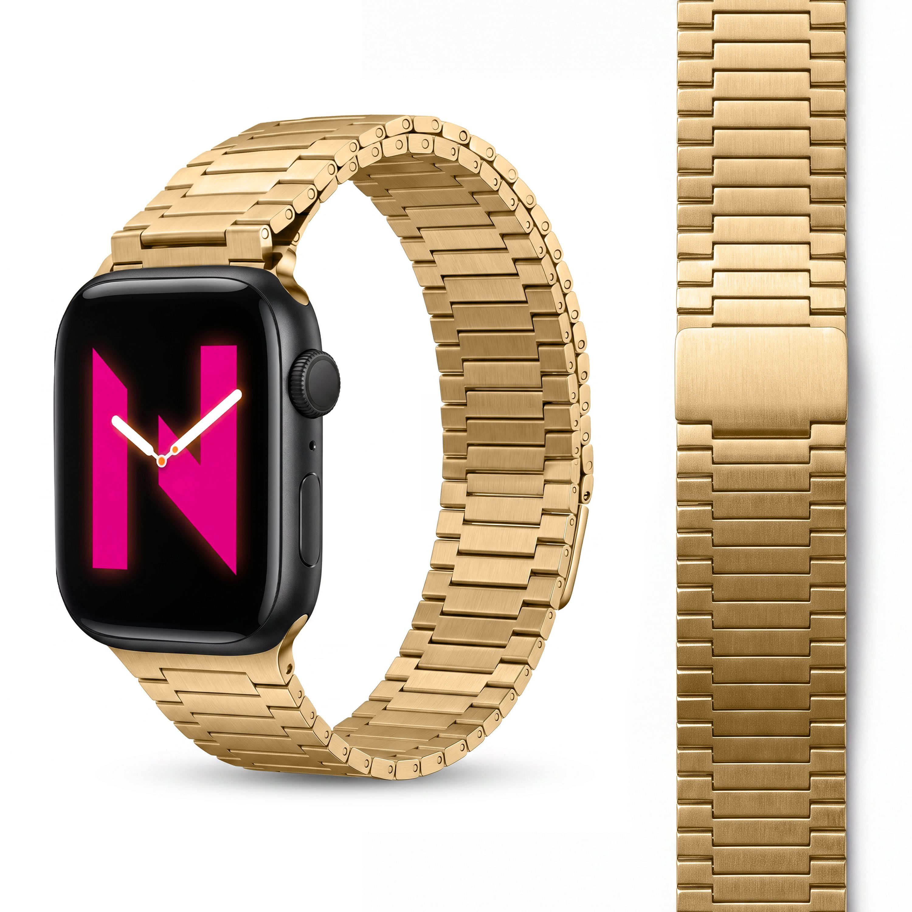 Nalia Smartwatch-Armband Apple Watch 38mm/40/41/42(Serie 10/11), Edles Edelstahl Ersatzarmband / für Sport Uhr / Magnetisch & Rostfrei