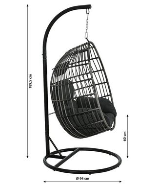 Dehner Gartenlounge-Set Maui mit Gestell/Polster, Ø 94 cm, Höhe 189.5 cm, Bequemer Hängesessel mit hochwertigem, standfestem Gestell aus Stahl