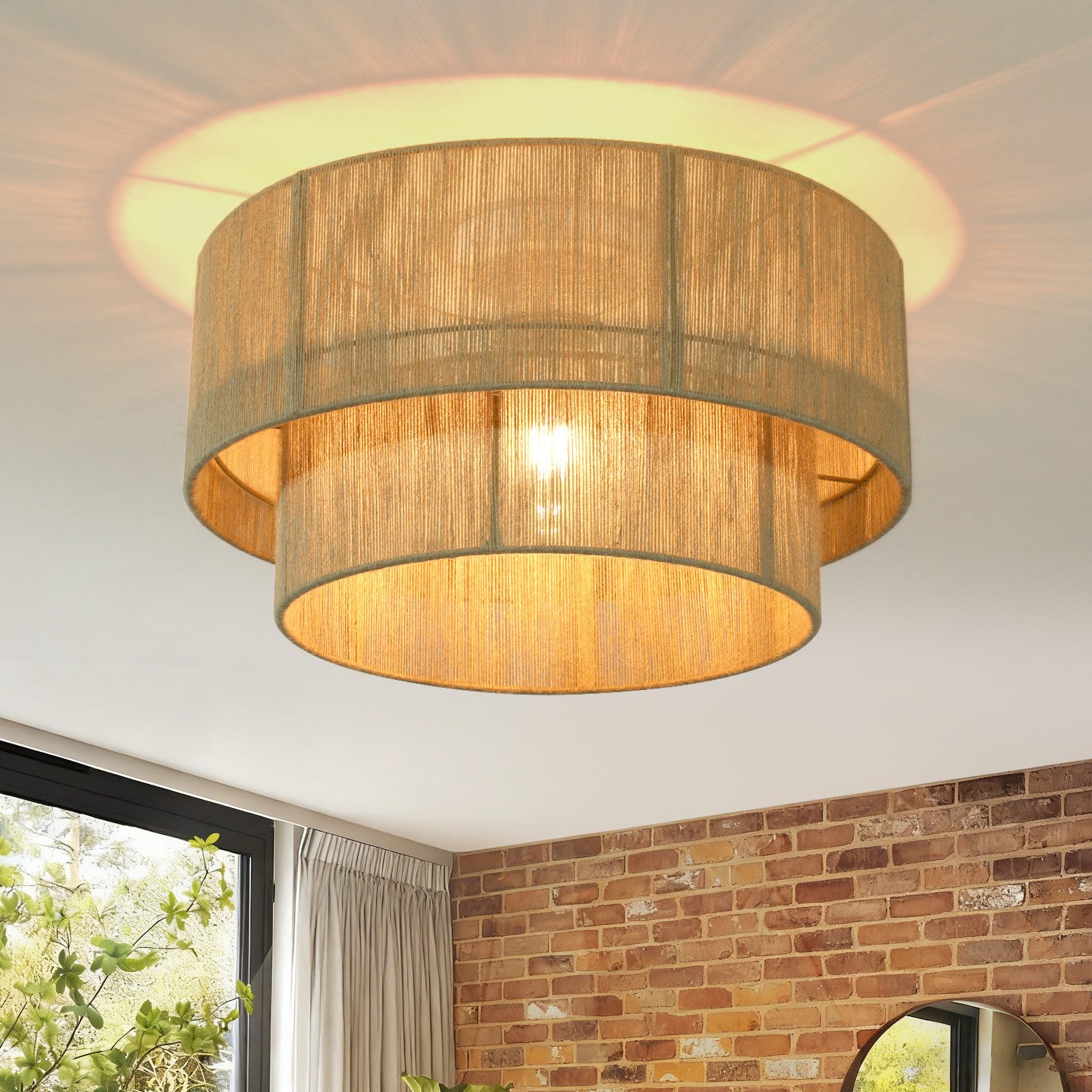 ZMH Deckenleuchte Boho Deckenlampe Schlafzimmer: Ø40cm Vintage, ohne Leuchtmittel