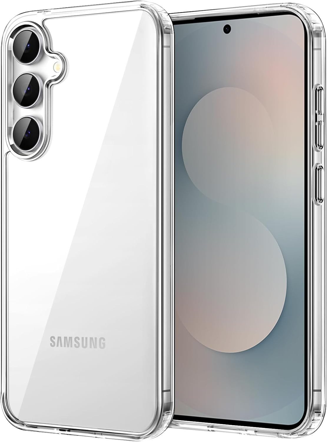 CLM-Tech Handyhülle Transparent für Samsung Galaxy S25 FE 6,7, TPU Gummi und Polycarbonat, Kratzfest, stoßsicher, schmutzabweisend