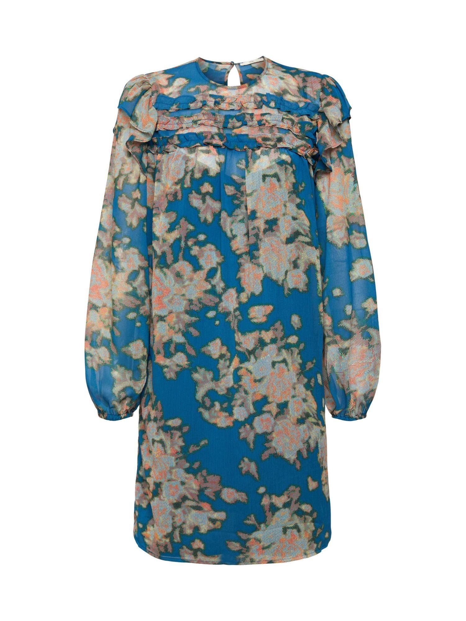 edc by Esprit Midikleid Chiffon-Kleid mit Muster TEAL BLUE