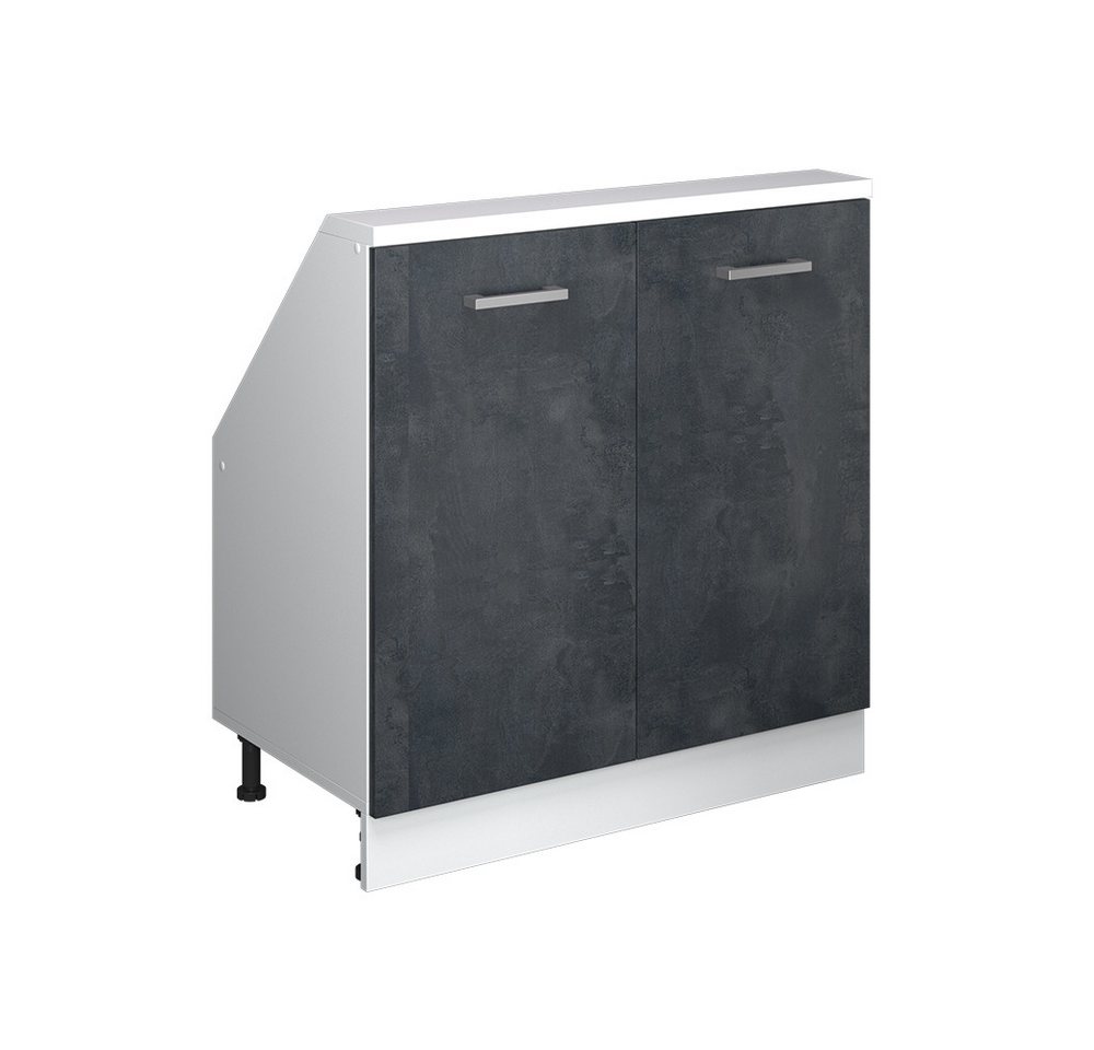 Vicco Kommode Rion, Schwarz Beton/Weiß/Weiß, mit 2 Türen (1 St)