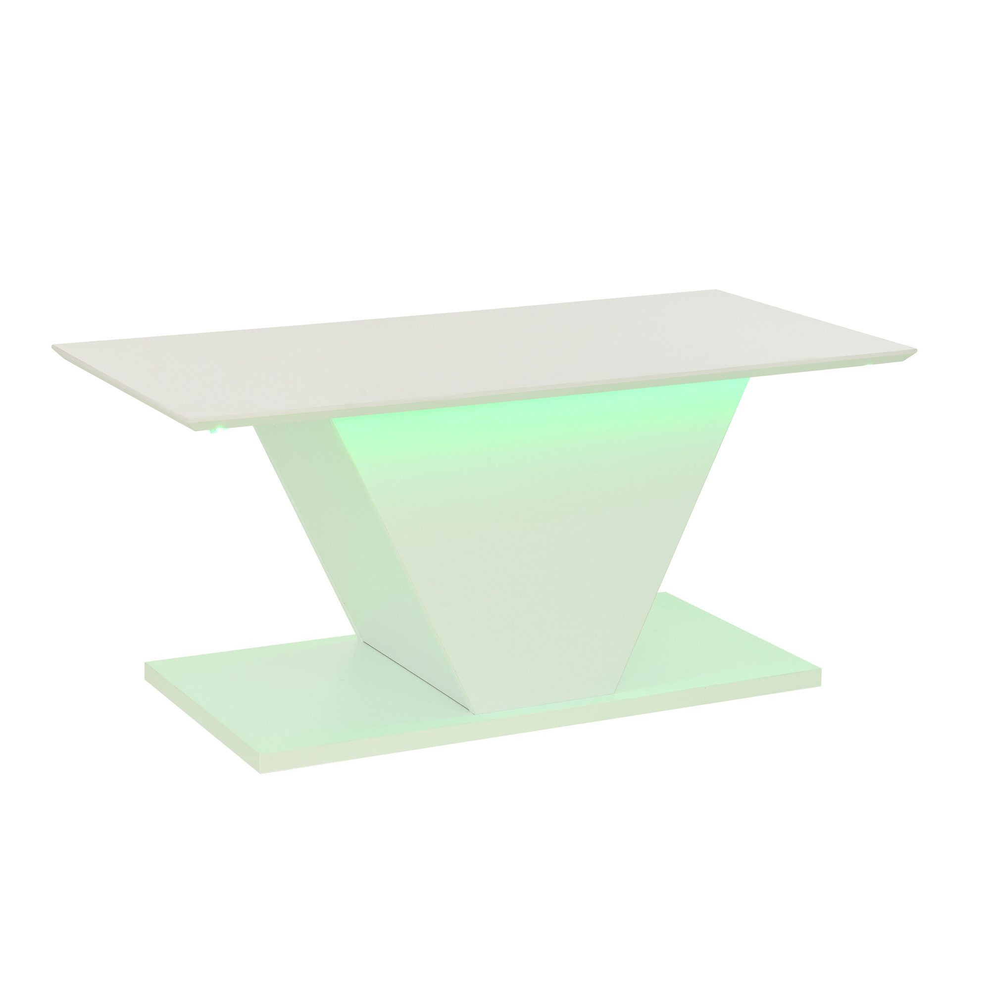 Merax Couchtisch V-förmiger Sofatisch Beistelltisch mit LED-Beleuchtung (1-St), Wohnzimmertisch Scandi Kaffetisch mit Hochglanz-Oberfläche,100x50x46cm