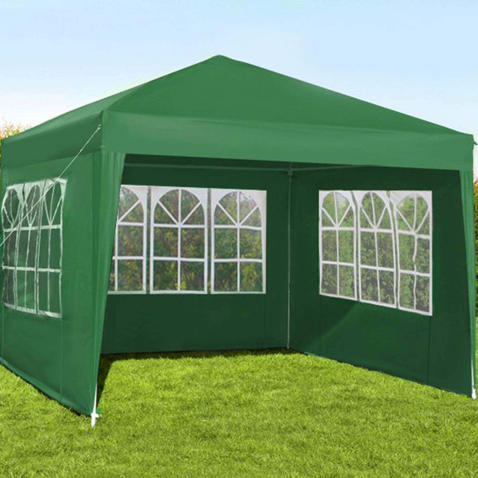 Rutaqian Tarp-Zelt Zelttuch Faltbar Wasserdicht Hat 3 Seiten und transparente Fenster, (Multifunktionaler Camping-Sonnenschutz aus Oxford-Stoff, Wind- und regensicheres Wickeltuch für Außenstallzelte), für Festival, Party, Marktstand, Flohmarkt und Campen grün