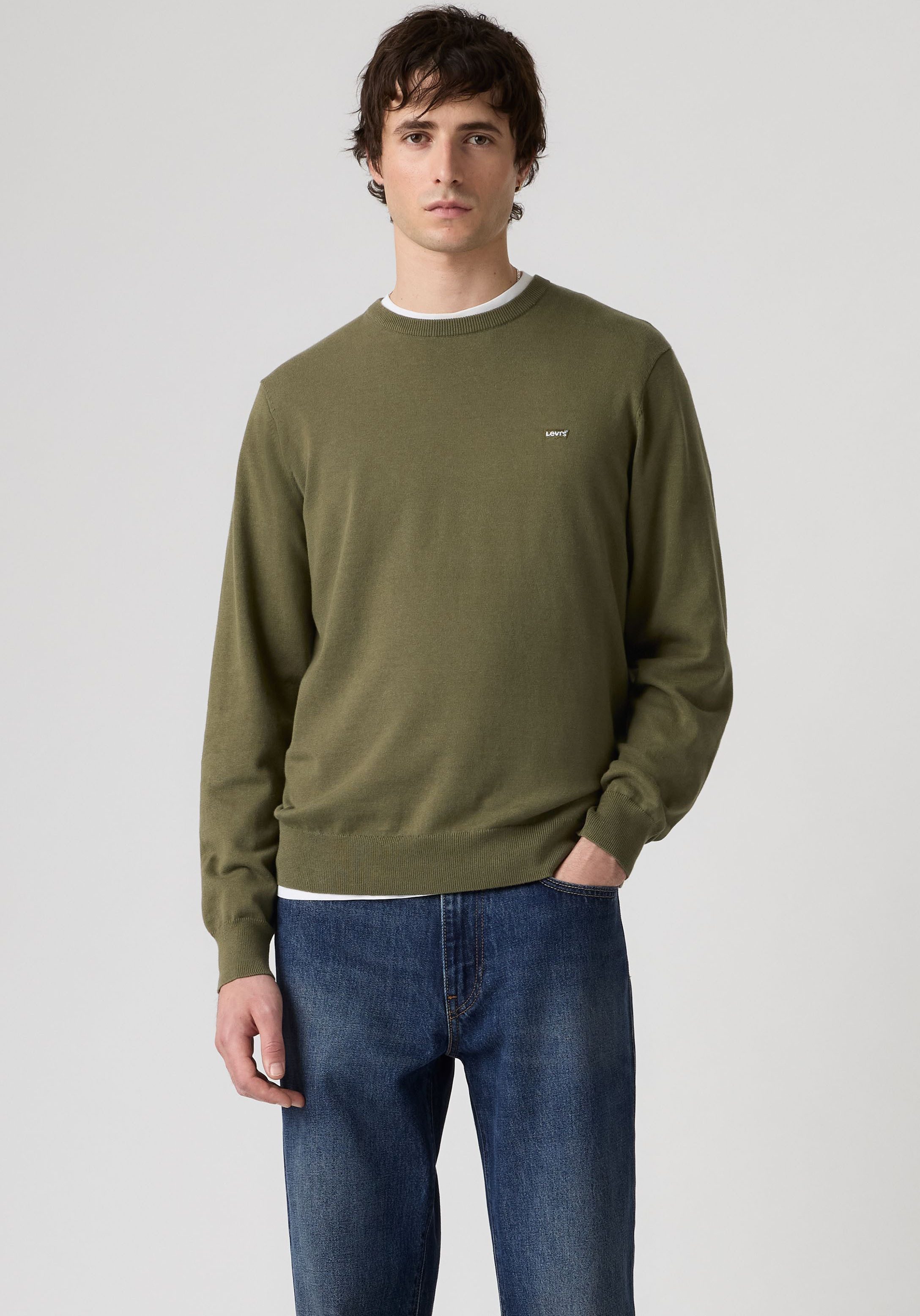 Levi's® Rundhalspullover LIGHTWEIGHT HM SWEATER Feingerippte Abschlüsse