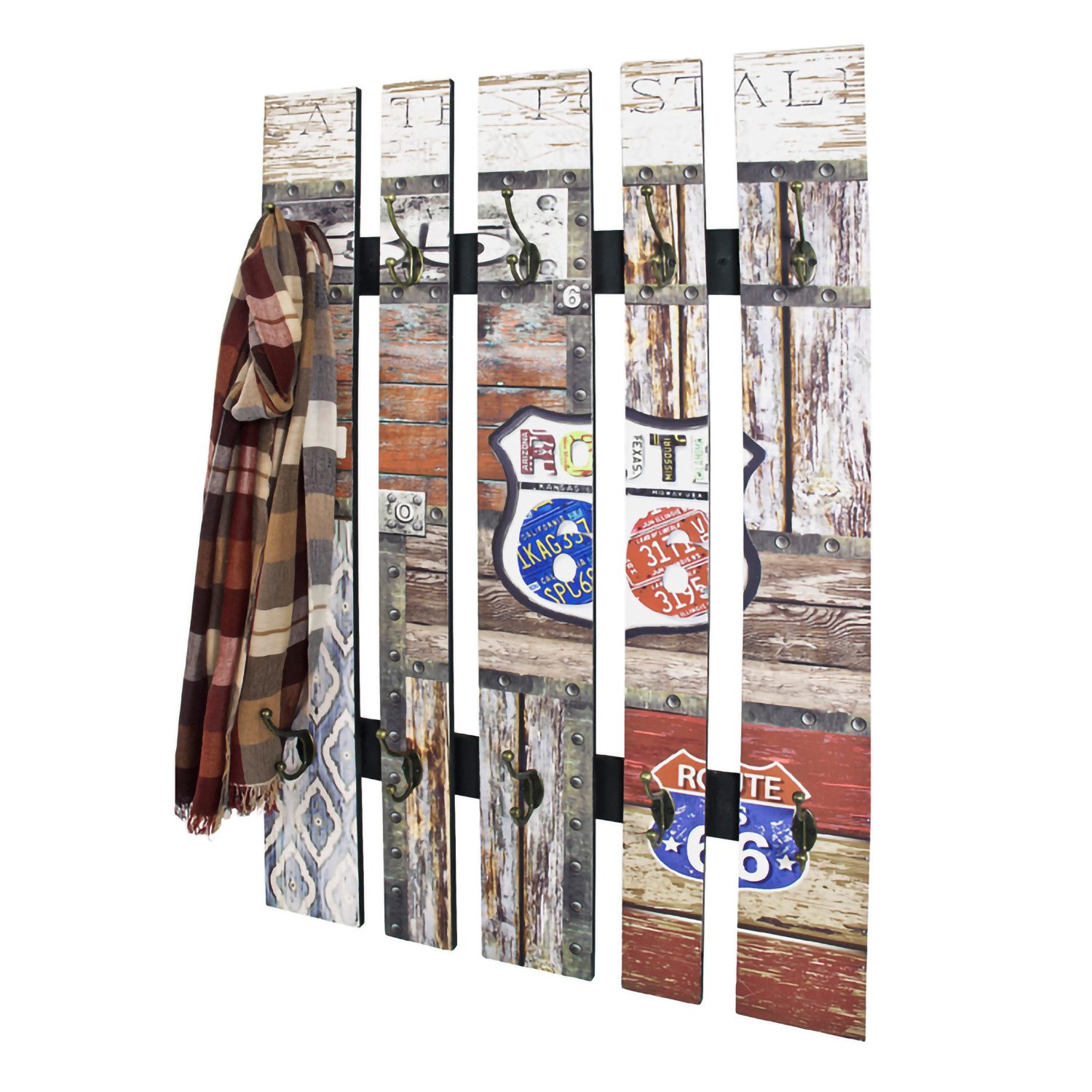HAKU Wandgarderobe HAKU Möbel Wandgarderobe - bunt-vintage - H. 100cm x B. 65cm (1 Stück)