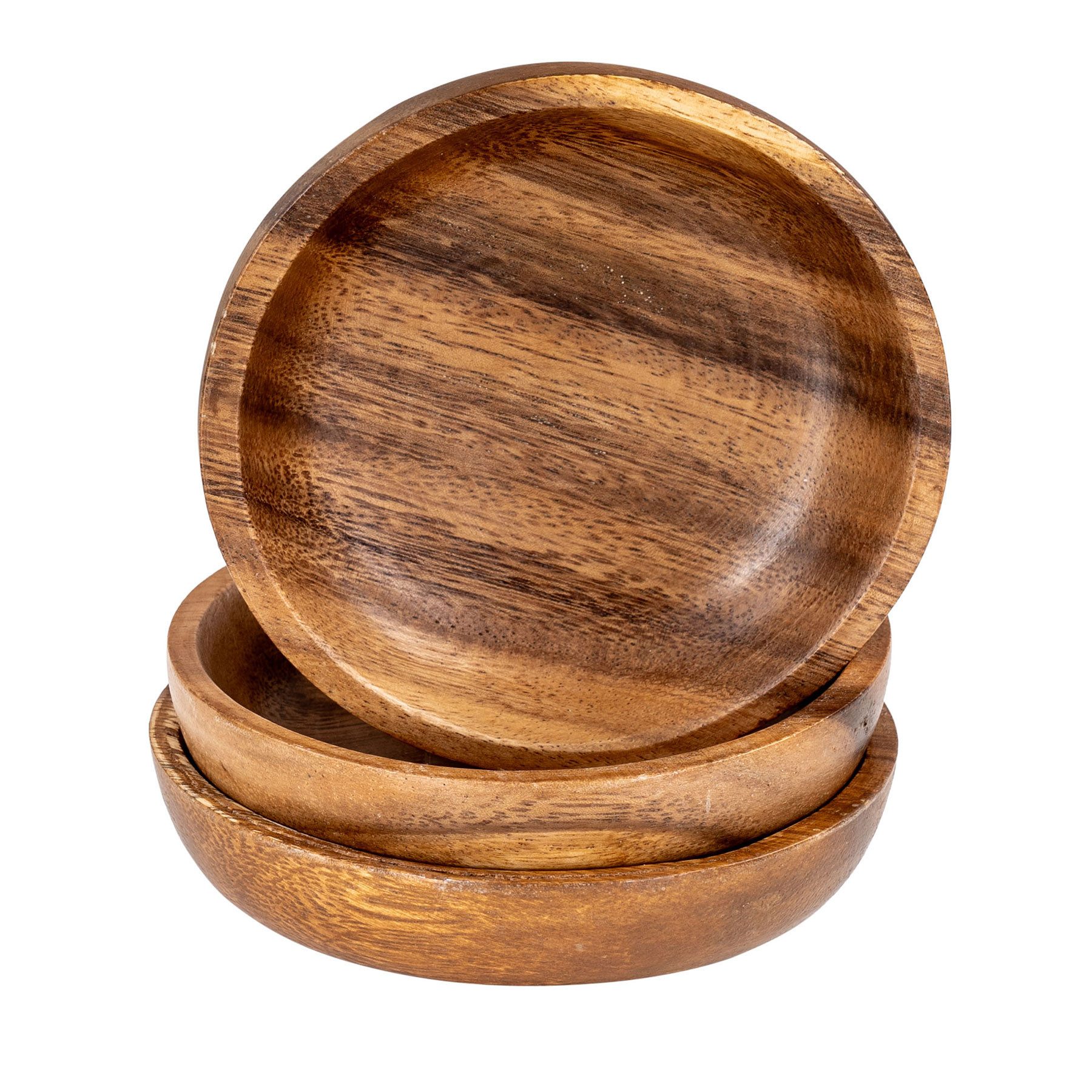 Levandeo® Dekoteller, 3er Set Teller Akazie 10x2,5cm Rund Holz Design Schale Snackschale