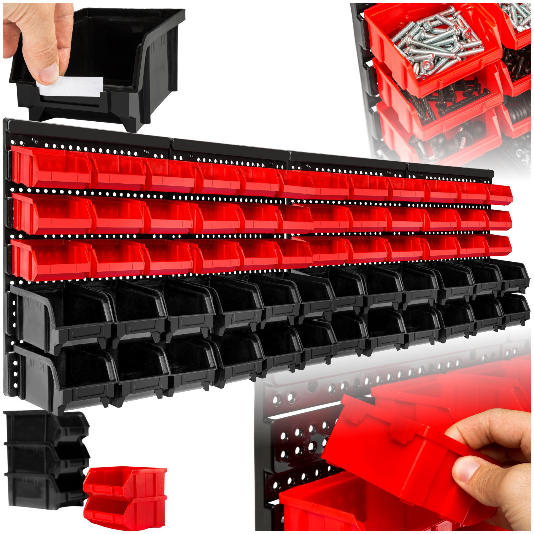 tectake Regal 2er Set Wandregal Stapelboxen, 2er Set 2-tlg., 62-teilig günstig online kaufen