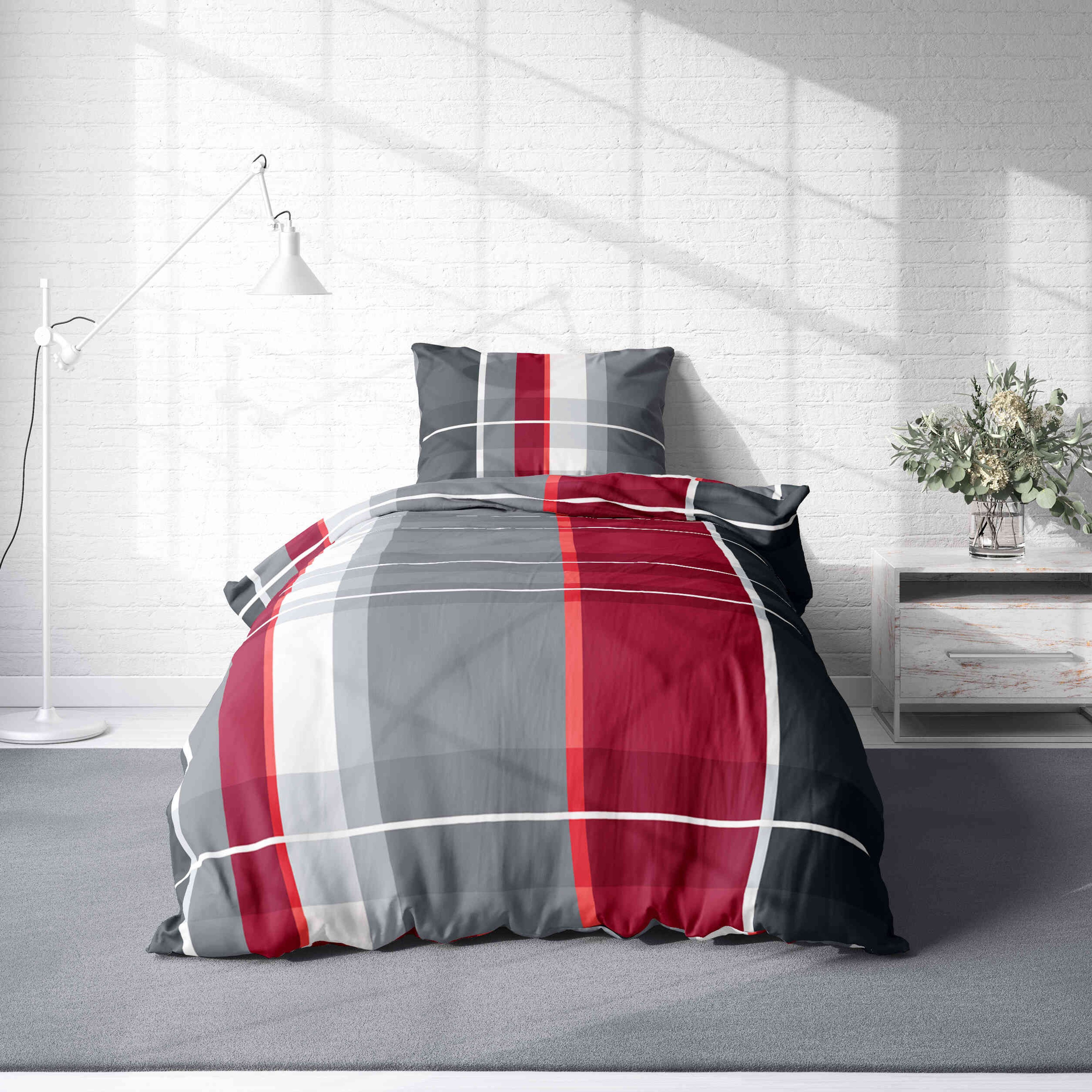 One Home Bettwäsche Winter Bassam, Flanell, 2 teilig, kariert gestreift, ku günstig online kaufen