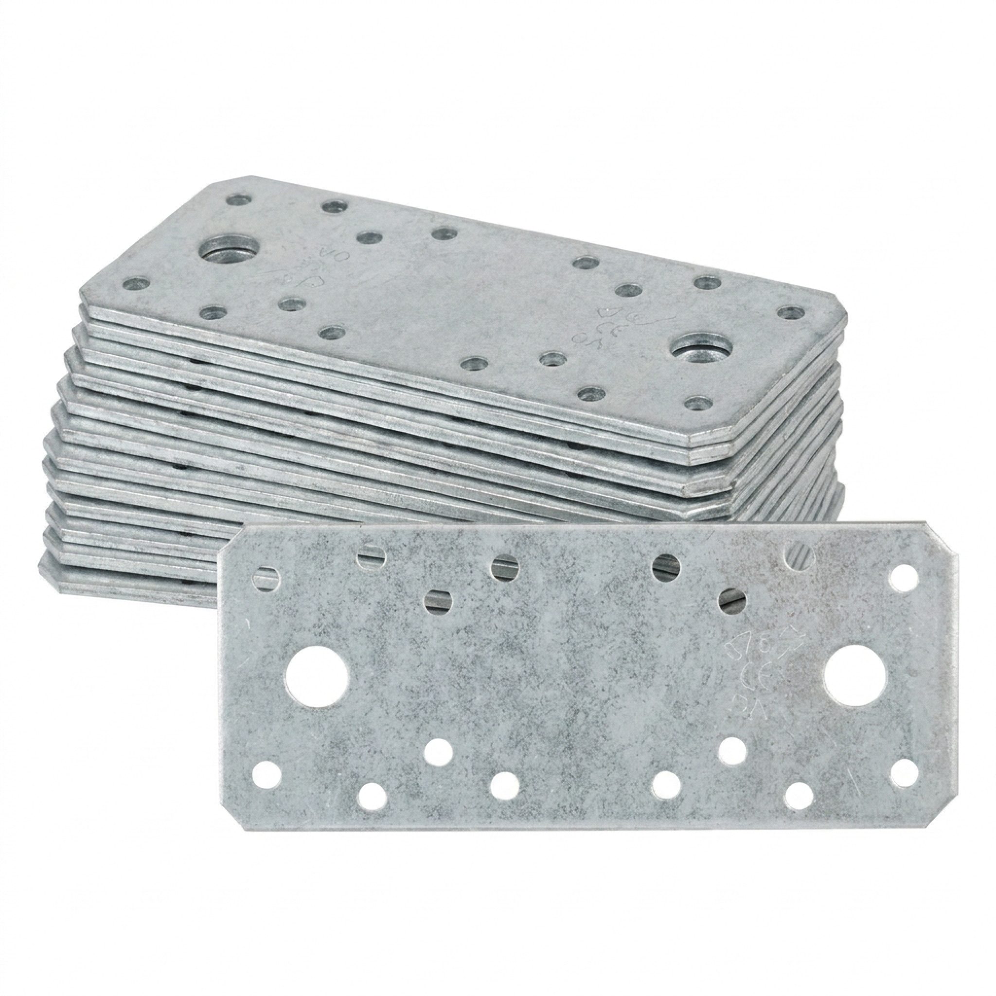varivendo Möbelbeschlag 10 Flachverbinder 135x55mm, verzinkt, Stahl, 1 Stück Silber (Einzelartikel, 10 St., Einzelartikel), Metallverbinder Verbindungselement Montageplatte Stahlplatte verbinder