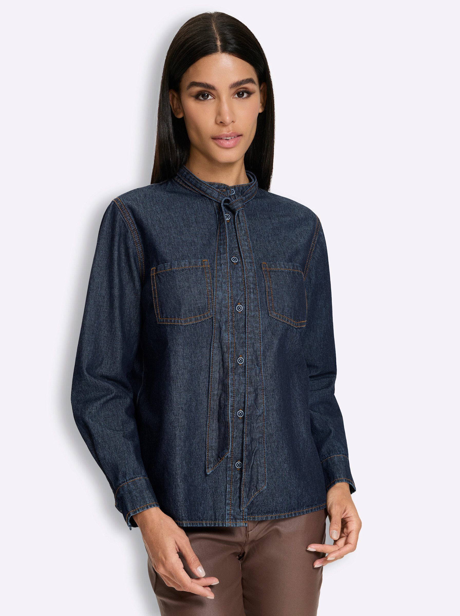 heine Klassische Bluse Jeansbluse Langarm
