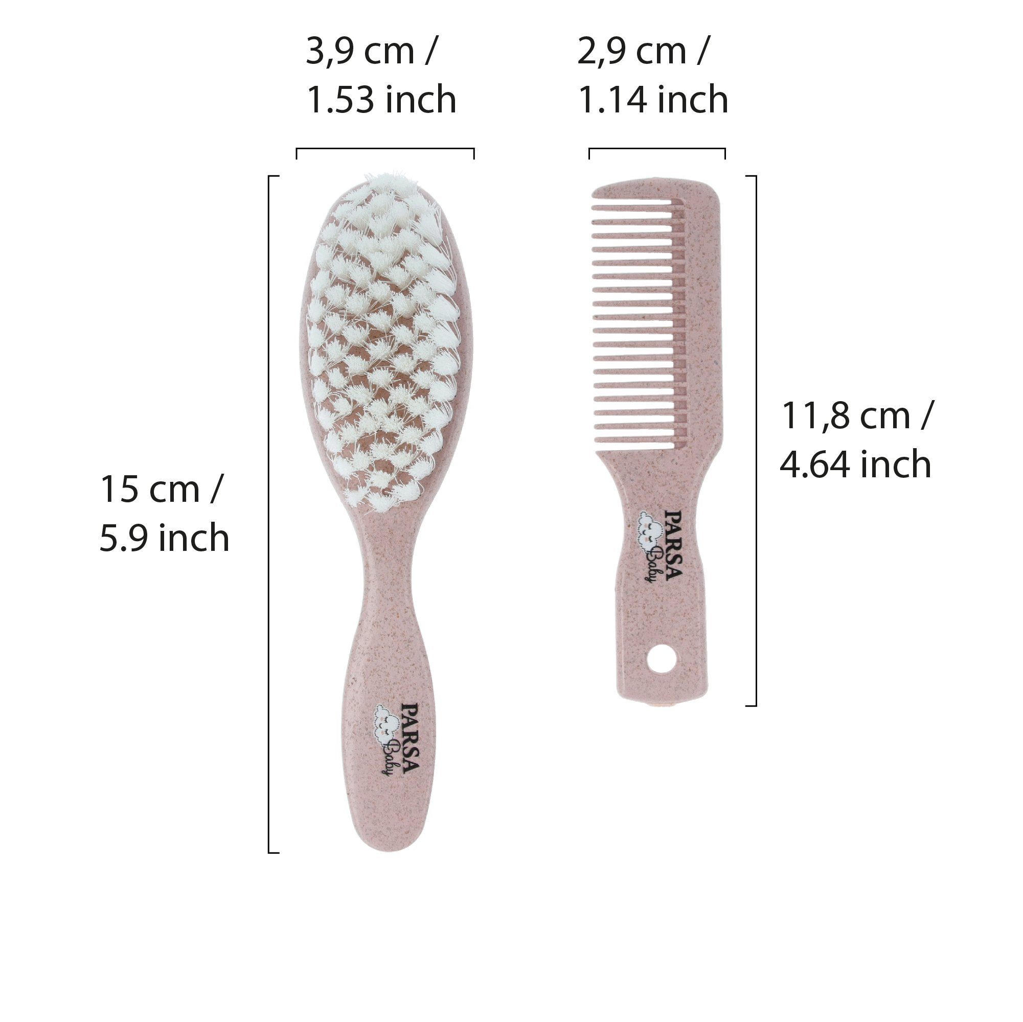 PARSA Beauty Rosa Pflegeset, Bürste Haarbürsten-Set PARSA Baby und Kamm