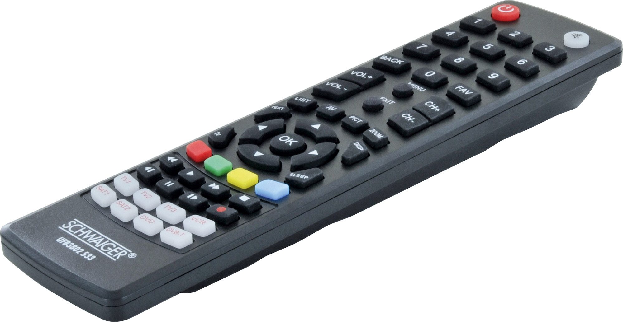 Schwaiger UFB3802 533 Universal-Fernbedienung (8-in-1, Steuertasten für Multimediawiderfabe)