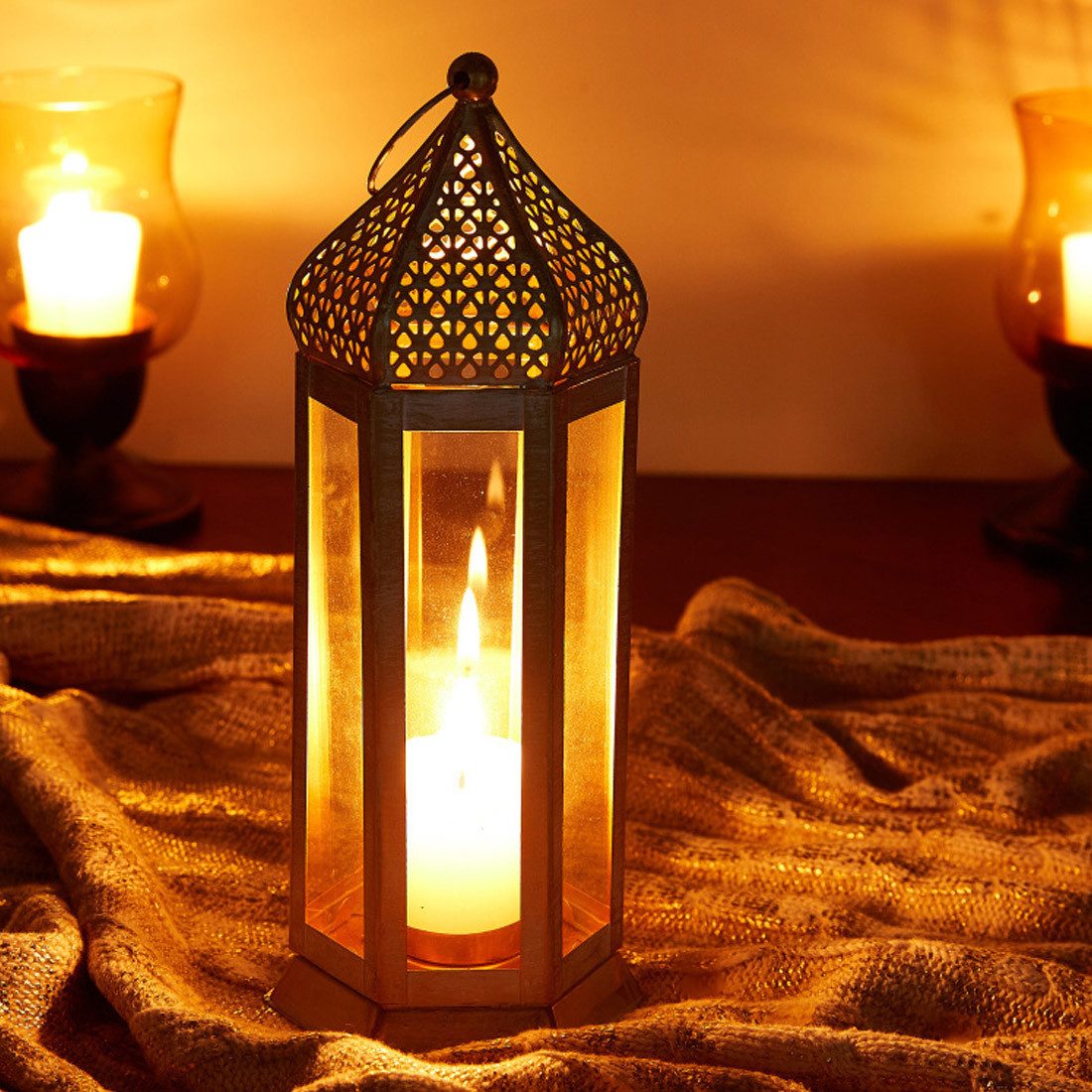 Marrakesch Orient & Mediterran Interior Teelichthalter Orientalische Laterne Raki handgemacht aus Metall in Weiß 23 cm hoch (1 St), Handarbeit