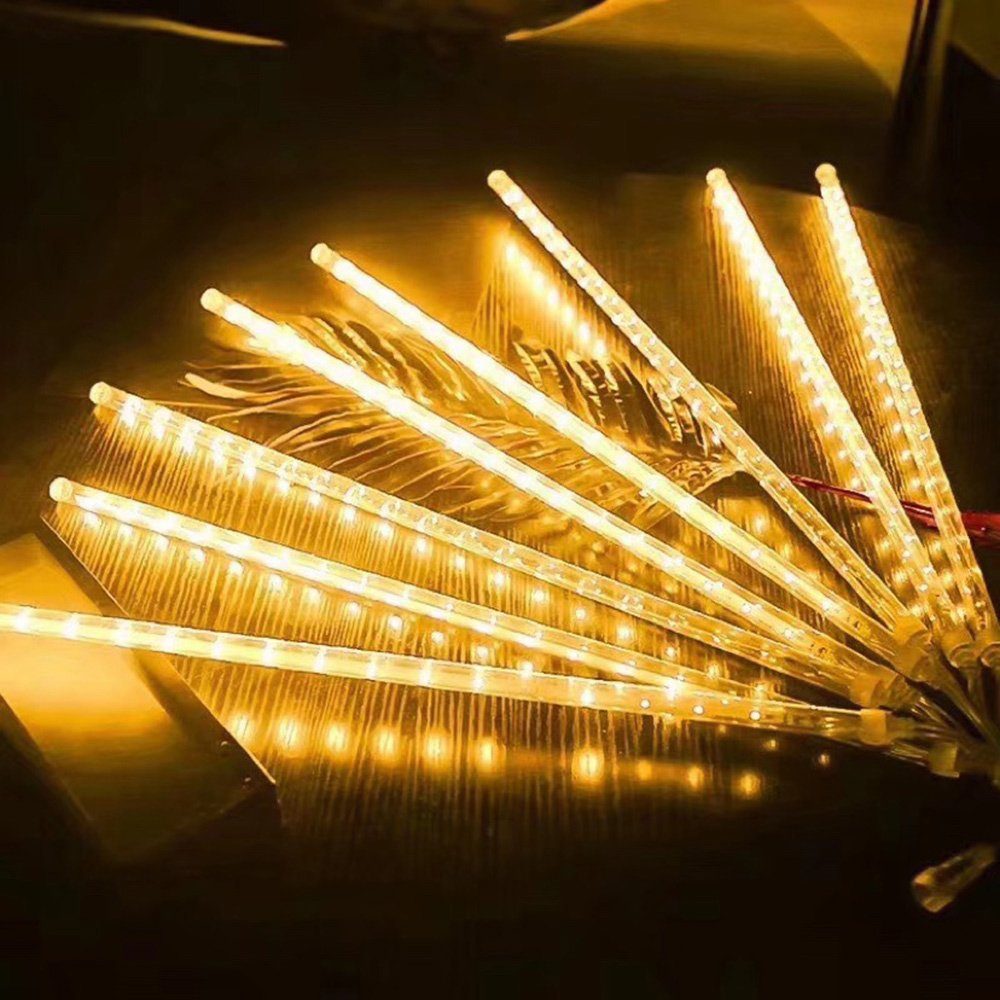 Fallende Wasserdichte LED-Lichterkette Warmweiß Außen 8 192-288 Schneefall, Beleuchtung, LEDs Röhren Lichter, Anschließbar Weihnachten Hochzeit Innen für Lichter Sunicol Regen
