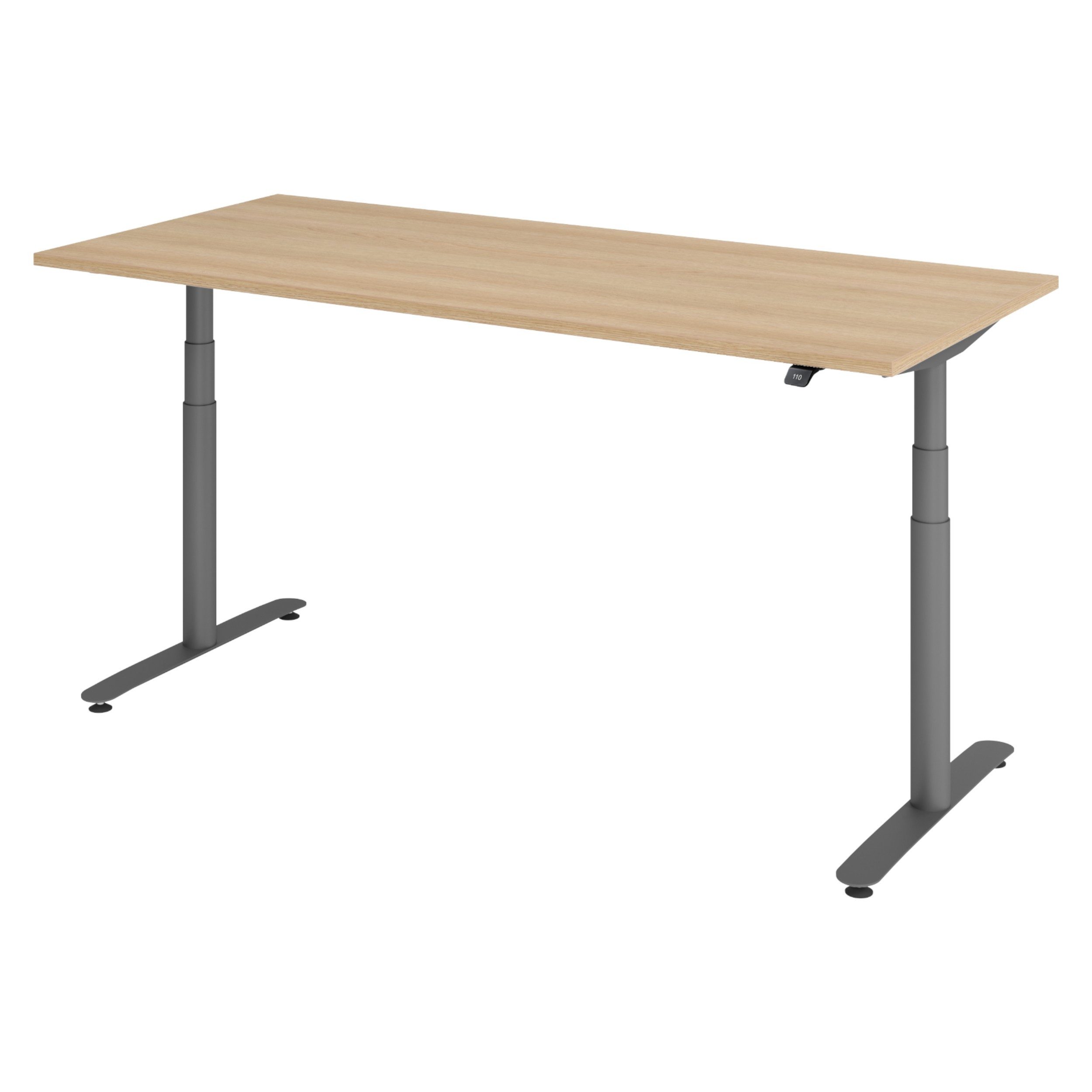 bümö Schreibtisch elektrisch Bluetooth & App XDLR elektrisch höhenverstellbar, Rechteck: 180 x 80 cm - Dekor: Eiche - Gestell: Graphit