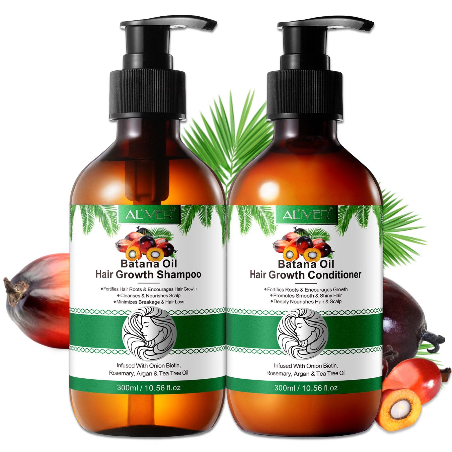 ALIVER Haarpflege-Set Set Batana Haar Shampoo Conditioner Öl Haaröl Haarwachstum Vegan, Haarpflege, Haarwachstum,Kopfhautpflege