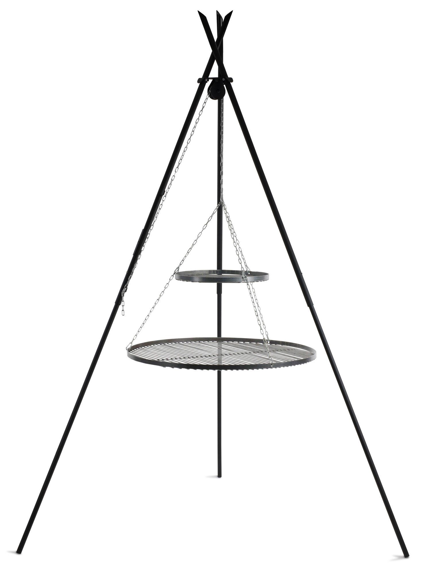 Feuerstelle Premium Schwenkgrill „TIPI“ 210 cm - Doppelrost au