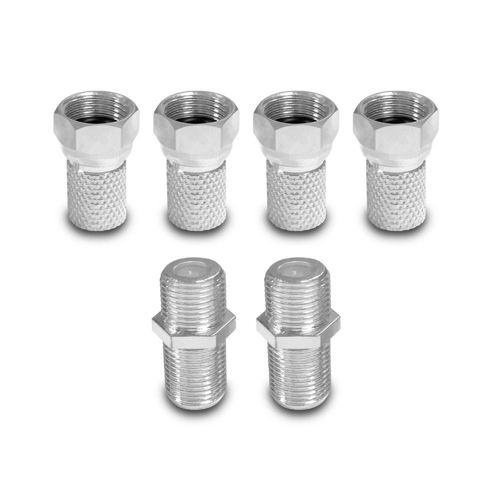 Kabelzubehör ARLI 4x F- Stecker + 2x F- Verbinder 7,0 - 7,4 für Koaxialkabel Sat