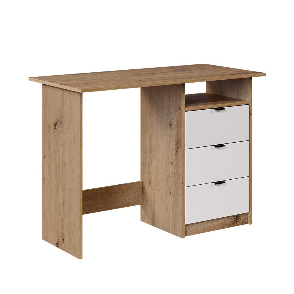 Vicco Schreibtisch Meiko, Weiß/Artisan/Artisan, 105 x 50 cm mit Schubladen (1-St)