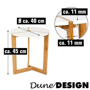 DuneDesign Beistelltisch Nordic Style Beistelltisch Holz Tisch Rund weiss, 40x45cm Couchtisch Nachttisch