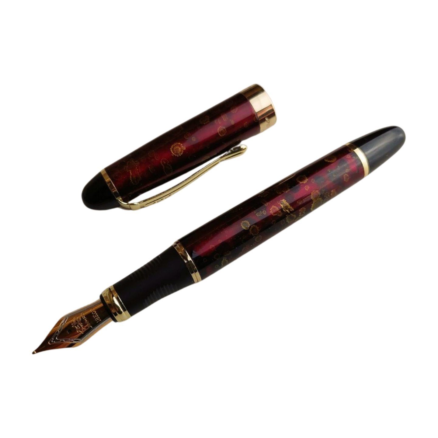 Ware aus aller Welt Füllfederhalter Edler Kolbenfüller Stahlfeder vergoldet mit Stiftetui, (1-tlg)