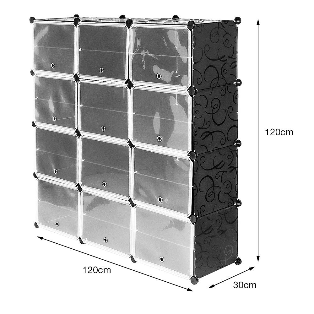 JEOBEST Schuhregal Schuhregal mit 8 Ebenen, Schuhschrank Kunststoff, DIY-Regal, Schuh-Organizer aus Kunststoff mit Transparenter Tür – Bild 4 von 5