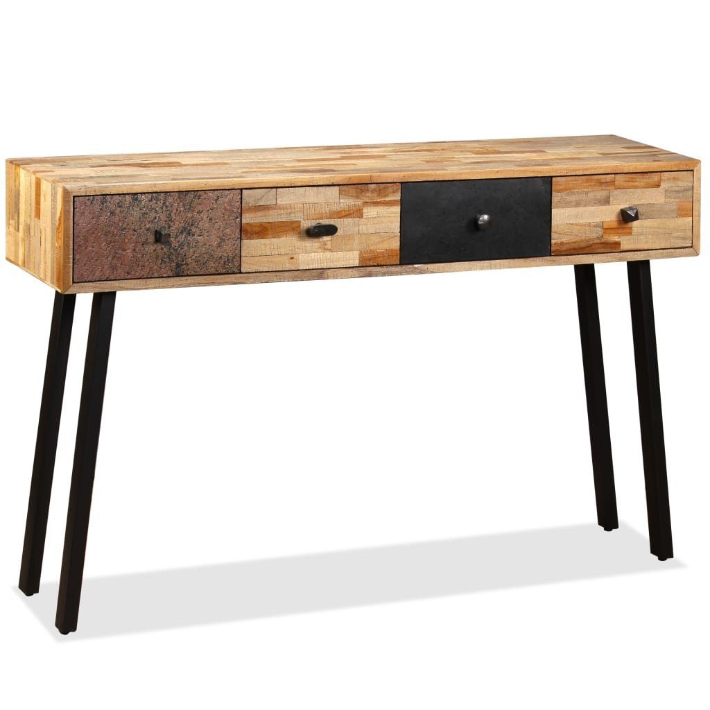 furnicato Konsolentisch Naturholz 120 x 30 x 76 cm in Braun (1-St), Beistelltisch mit 4 Schubladen und stabilem Gestell für Wohnräume