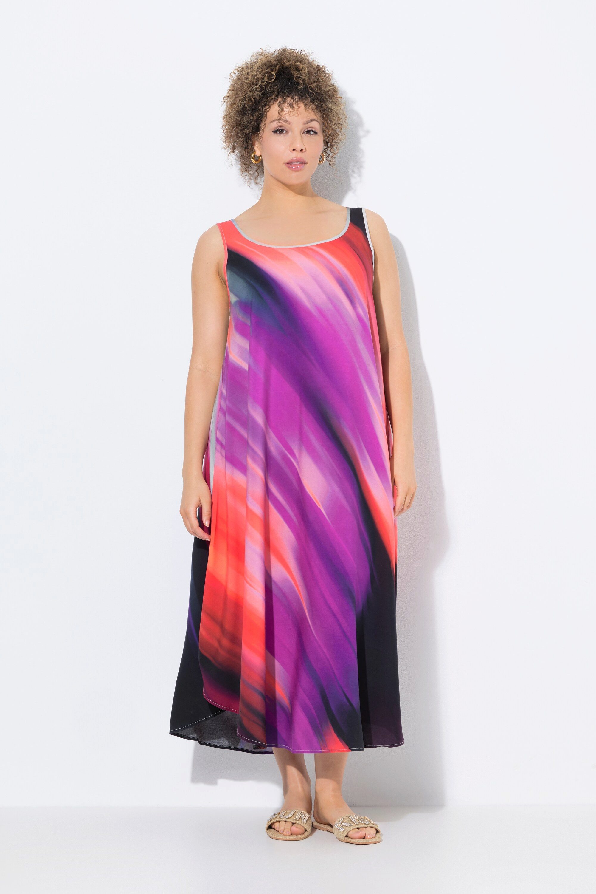 Ulla Popken Maxikleid Kleid A-Linie V-Ausschnitt günstig online kaufen