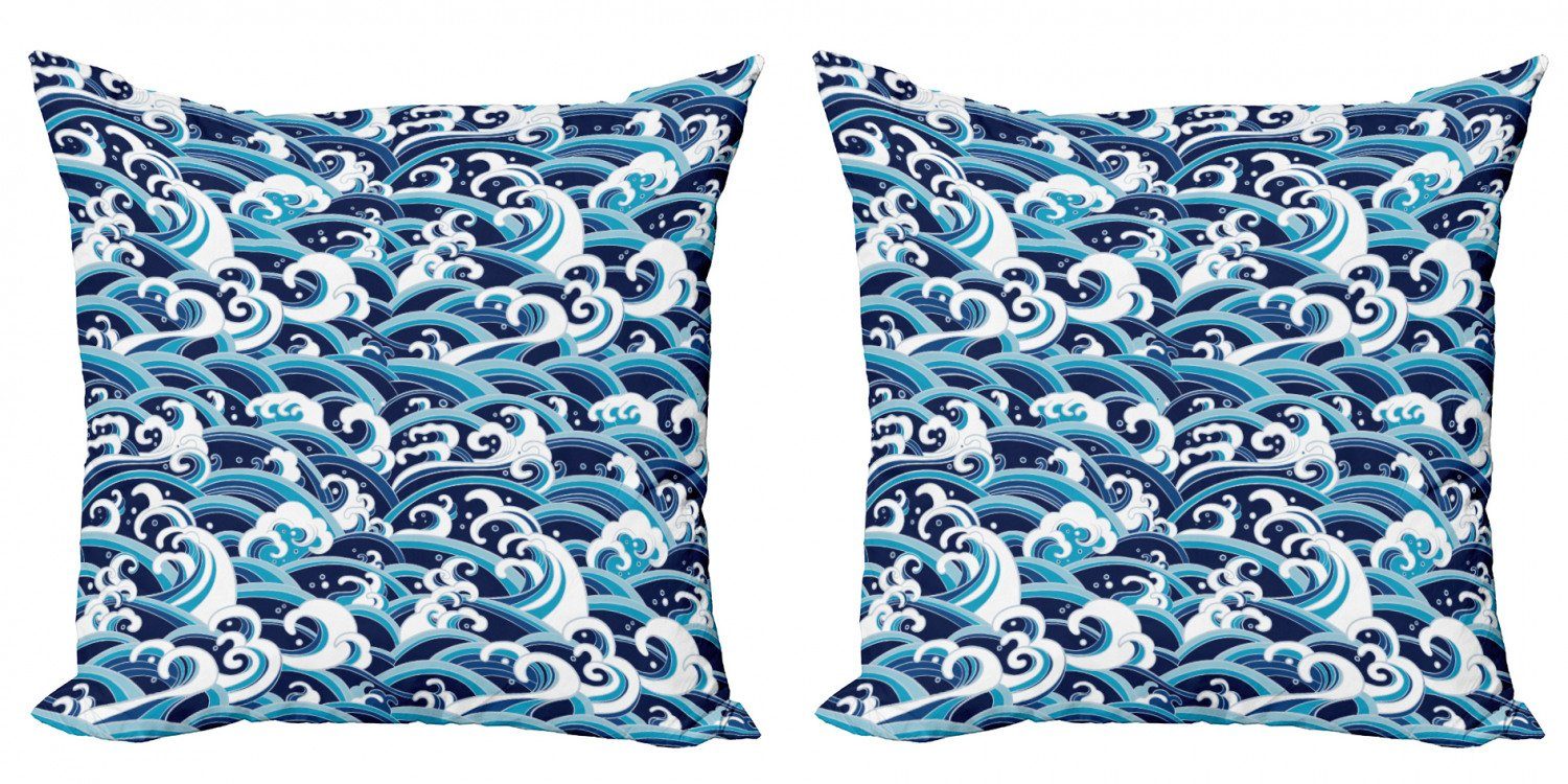 Kissenbezüge Modern Accent Doppelseitiger Digitaldruck, Abakuhaus (2 Stück), japanische Welle Water Splash Schaum