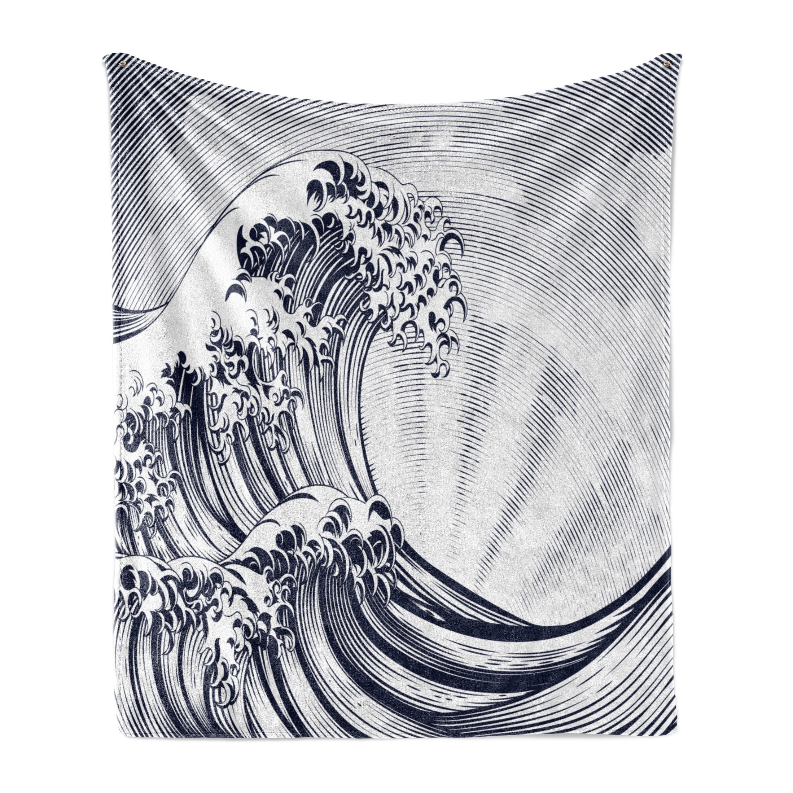 Wohndecke Gemütlicher Plüsch für den Innen- und Außenbereich, Abakuhaus, Hokusai Oriental Japanese Waves
