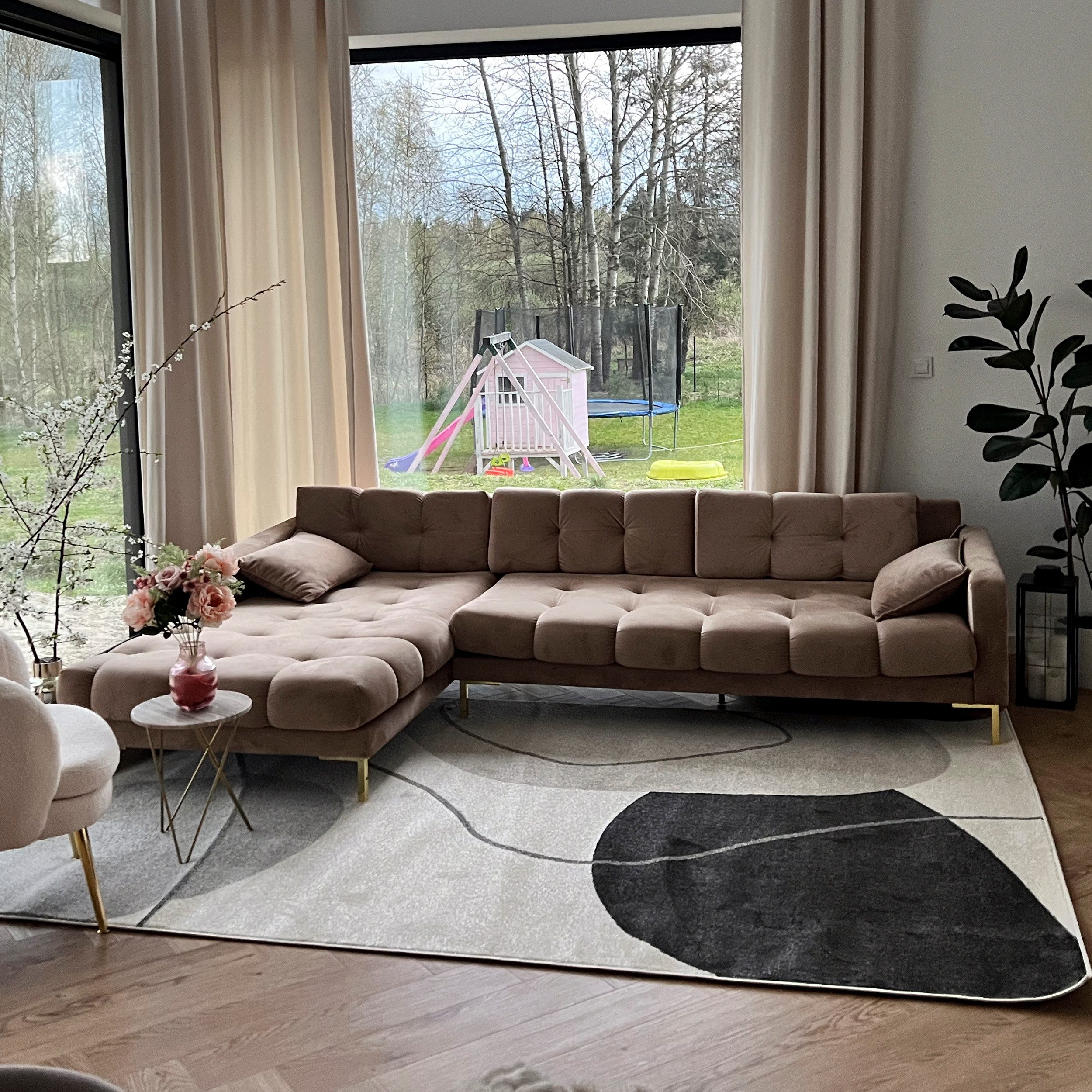 Mazovia Designteppich Modern Geometrisch Beige Creme Wohnzimmer, Schlafzimmer, Büro, Fußbodenheizung – Bild 2 von 5