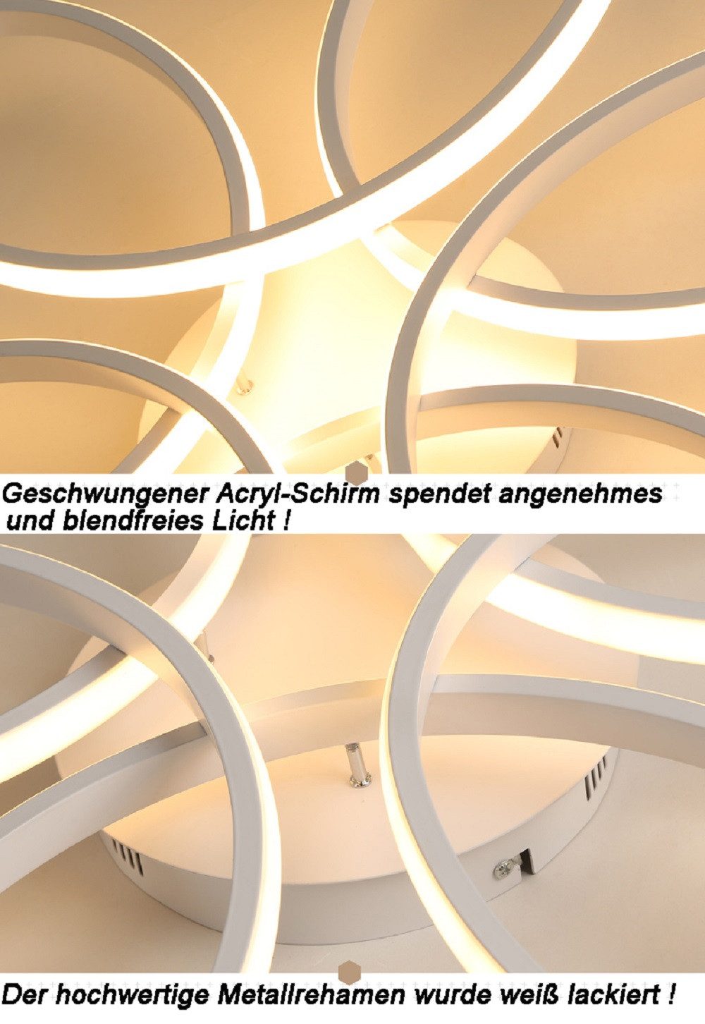 Eurohandisplay LED Deckenleuchte LED Deckenlampe Fernbedienung Lichtfarbe einstellbar dimmbar Leuchte, LED fest integriert, Warm- bis Kaltweiß einstellbar, Lichtfarbe und Helligkeit mit Fernbedienung einstellbar