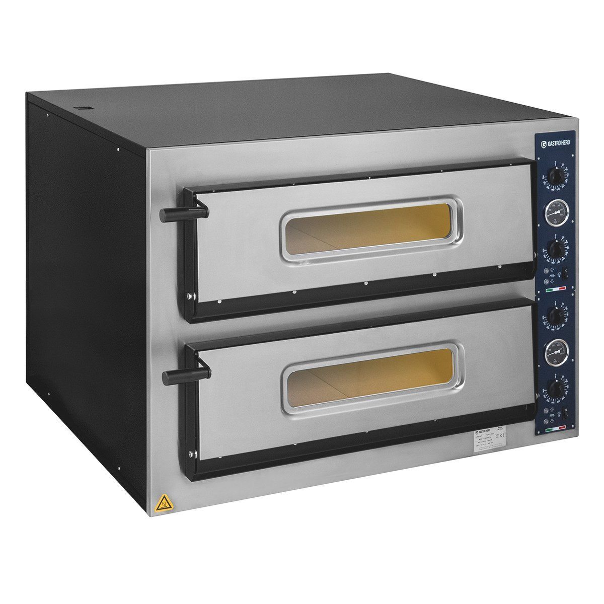 GastroHero Pizzaofen Pizzaofen mit 2 Backkammern - 8,4 kW - Profi - Gastronomie - Pizza