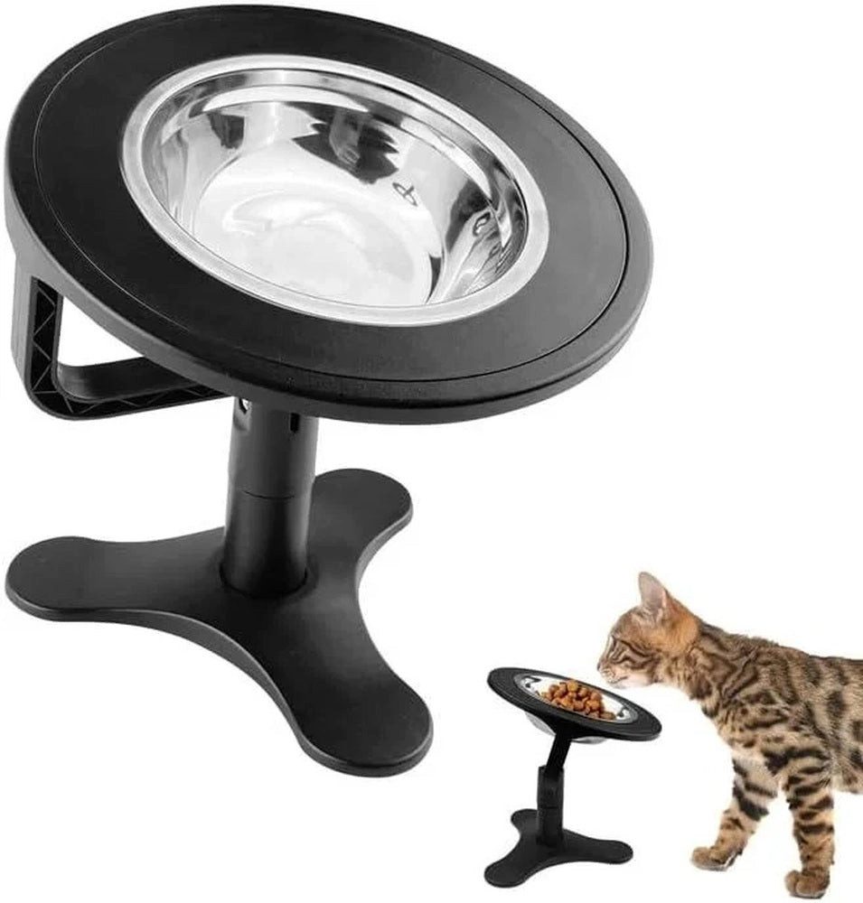 Zengi Futternapf Katzennapf erhöht 15° Edelstahl höhenverstellbar rutschfest 12 cm, 15° geneigt, verstellbar, rutschfest, abnehmbar, spülmaschinenfest