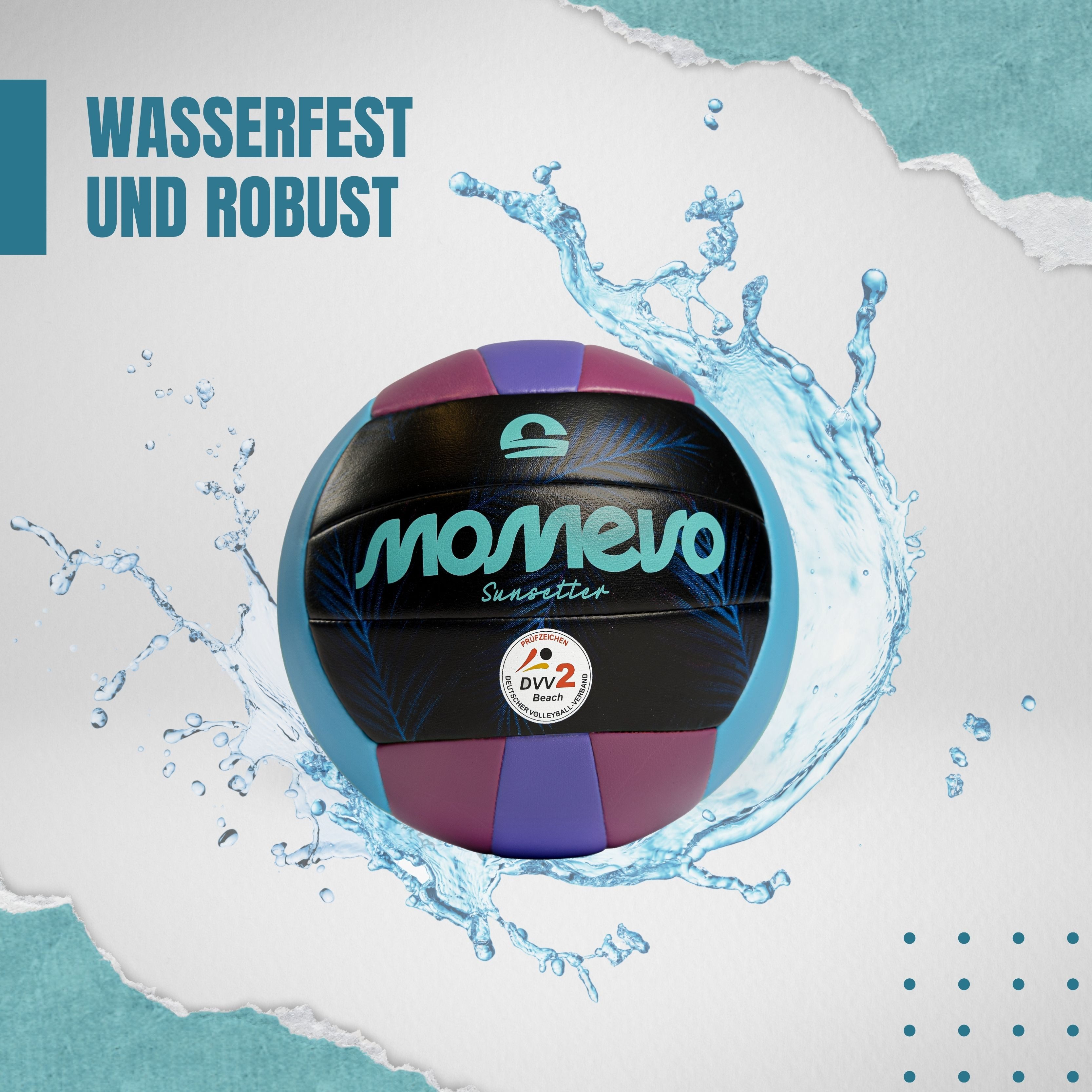 Momevo Beachvolleyball Offizieller Beachvolleyball - DVV zertifiziert, weich und robust, tolle Geschenkidee